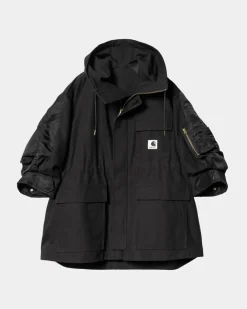 Kvinder Carhartt WIP Sacai X And X Nylon Twill Frakke | Sort