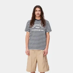 Mænd Carhartt WIP Scotty Stripe Atletisk T-Shirt | Bla / Sonic Solv