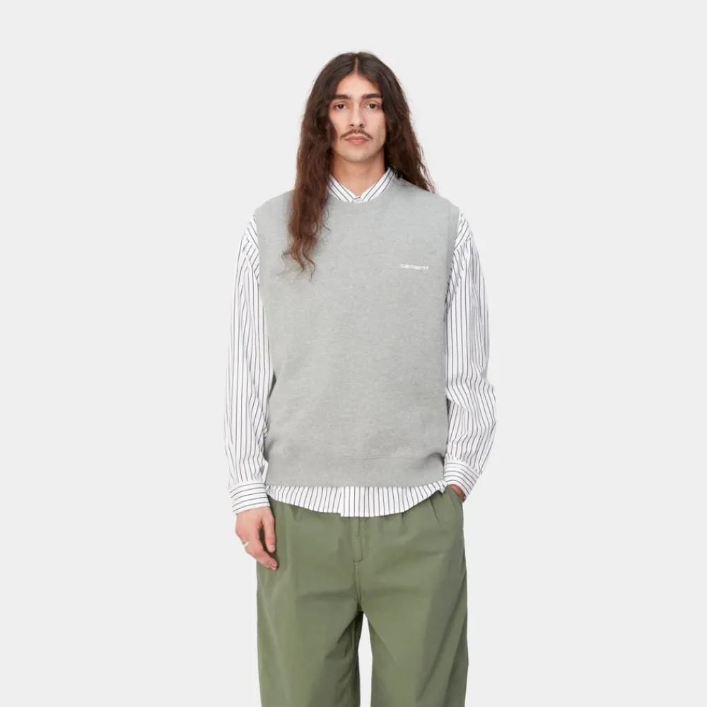 Mænd Carhartt WIP Script Vest Sweatshirt | Gra Lyng