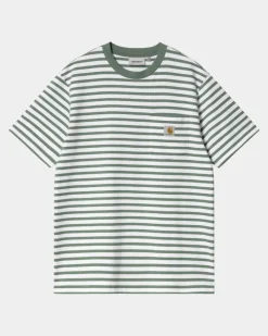 Mænd Carhartt WIP Seidler Stripe Pocket T-Shirt | Park / Hvid