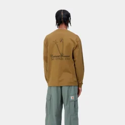Mænd Carhartt WIP Sikkerhedsnal Langaermet T-Shirt | Hamilton Brown
