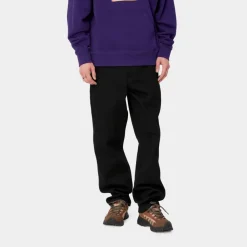 Mænd Carhartt WIP Single Knee Bukser - Denim | Sort (Stiv)