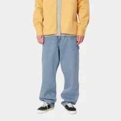 Mænd Carhartt WIP Single Knee Pant - Denim | Bla (Sten Bleget)