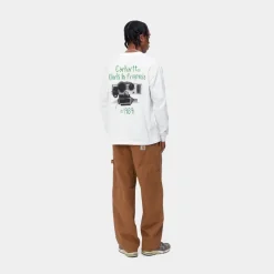 Mænd Carhartt WIP Soundface Langaermet T-Shirt | Hvid