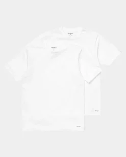 Mænd Carhartt WIP Standard T-Shirt Med Rund Hals (2 Pack) | Hvid + Hvid