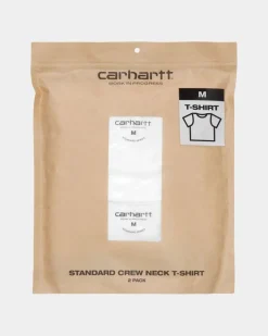 Mænd Carhartt WIP Standard T-Shirt Med Rund Hals (2 Pack) | Hvid + Hvid