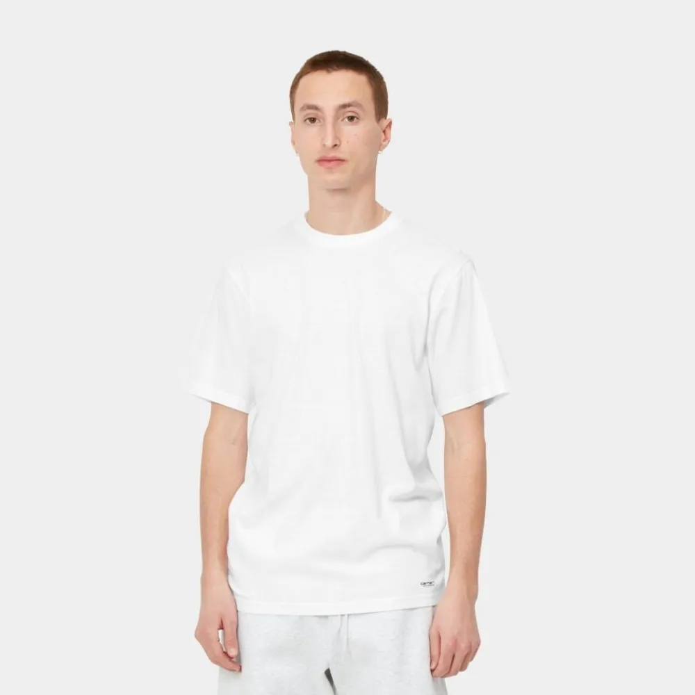 Mænd Carhartt WIP Standard T-Shirt Med Rund Hals (2 Pack) | Hvid + Hvid